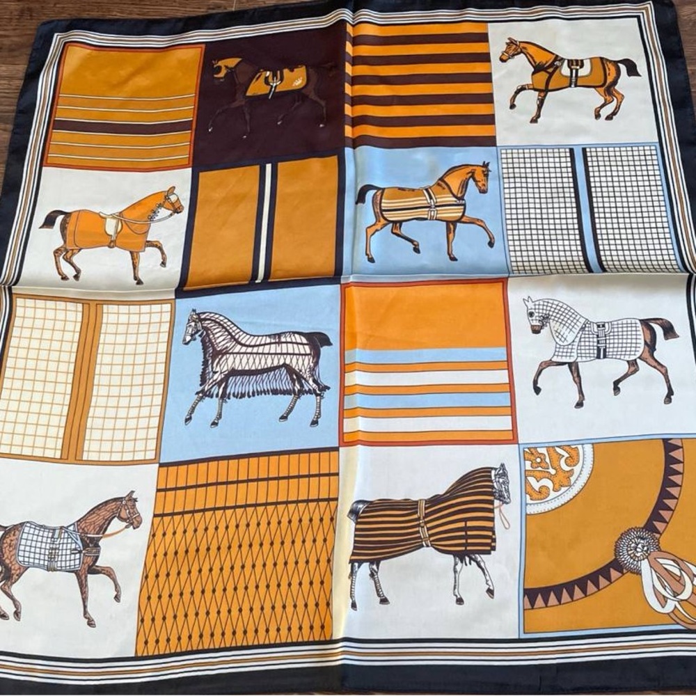 Horse Patterned Satin Scarf - Picture 2 of 3
